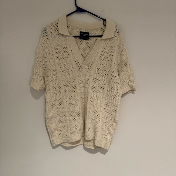 Abercrombie & Fitch Johnny Collar Cream Shirt Size Small Like New - Picture 1 of 1